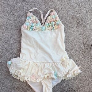 Little Me Pastel Swimsuit with Ruffles
